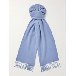 Fringed Logo-Embroidered Cashmere Scarf