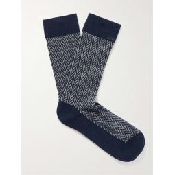 Herringbone Jacquard-Knit Socks