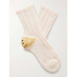 Printed Intarsia Cotton-Blend Socks