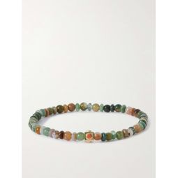 Gold, Coral and Indian Agate Beaded Bracelet