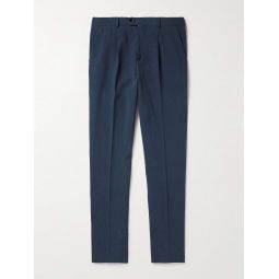 Slim-Fit Pleated Linen Trousers
