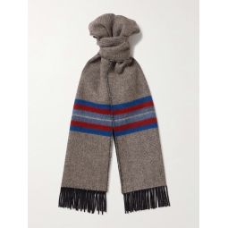 Reversible Fringed Striped Cashmere and Wool-Blend Scarf