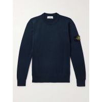 Logo-Appliqued Knitted Cotton Sweater