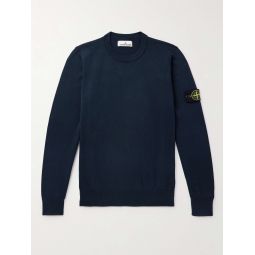 Logo-Appliqued Knitted Cotton Sweater