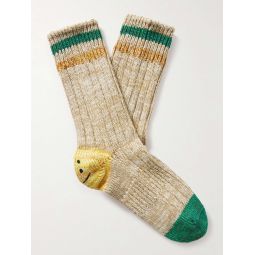 Intarsia Cotton and Hemp-Blend Socks