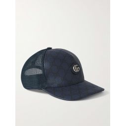 Logo-Appliqued Coated-Canvas and Mesh Trucker Hat