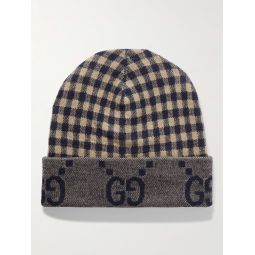 Reversible Logo-Jacquard and Checked Wool Beanie