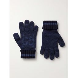 Logo-Jacquard Cashmere Gloves