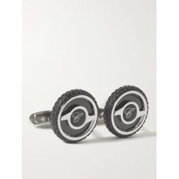 Mille Miglia Engraved Stainless Steel and Rubber Cufflinks