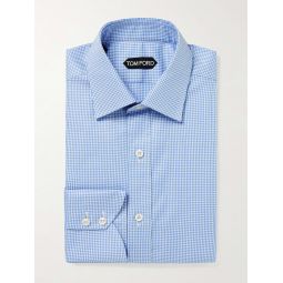 Slim-Fit Micro-Checked Cotton Shirt