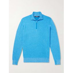 Striped Cashmere Half-Zip Sweater