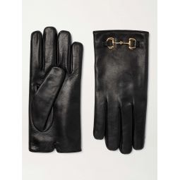 Horsebit Cashmere-Lined Leather Gloves