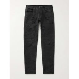 Slim-Fit Distressed Coated Jeans