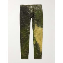 Slim-Fit Tapered Distressed Tie-Dyed Jeans