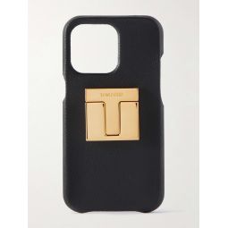 Logo-Embellished Full-Grain Leather iPhone 12 Pro Case