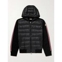 Slim-Fit Ribbed Wool and Quilted Shell Down Hooded Zip-Up Cardigan