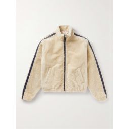 Striped Leather-Trimmed Shearling Jacket
