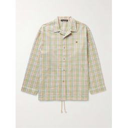 Camp-Collar Logo-Appliqued Checked Organic Cotton-Flannel Overshirt