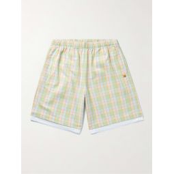 Rong Logo-Appliqued Checked Organic Cotton-Flannel Drawstring Shorts