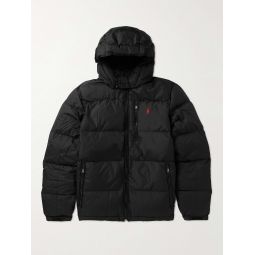 Logo-Embroidered Quilted Recycled-Shell Hooded Down Jacket