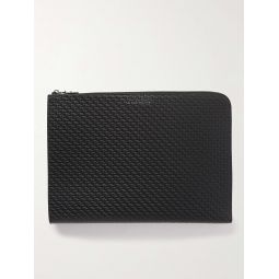 Logo-Appliqued Woven Leather Pouch