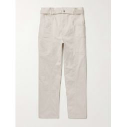 Edwin Tapered Belted Linen-Blend Ripstop Trousers