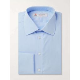 Blue Double-Cuff Cotton Shirt