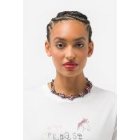 Spikeez Crushed Chain Necklace in Pink/Black