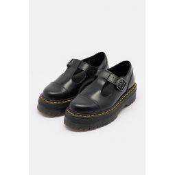 Bethan Polished Smooth Leather Platform Mary Janes in Black