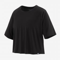 Womens Short-Sleeved Capilene Cool Trail Cropped Shirt BLK