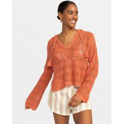 After Beach Break Hooded Poncho Sweater