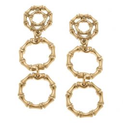 Canvas Jenny Bamboo Statement Drop Earrings In Worn Gold