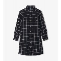 Hatley Womens Cara Shirt Dress - Black Windowpane