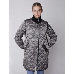Charlie B Womens Long Quilted Puffer Jacket