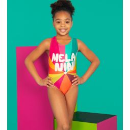 Sporti x She Is This Limited Edition Melanin Wide Strap Cross Back One Piece Swimsuit Youth (22-28)