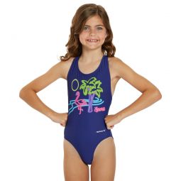 Sporti Miami Vibes Wide Strap Cross Back One Piece Swimsuit Youth (22-28)