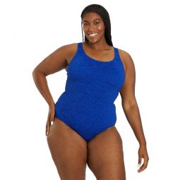 Penbrooke Krinkle Womens Plus Size Chlorine Resistant Long Torso One Piece Swimsuit