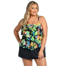 Maxine Womens Plus Size Oahu Oasis Tiered Tankini Top