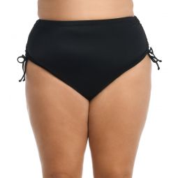 Maxine Womens Plus Size Solid Adjustable Ties Full Bikini Bottom
