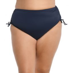 Maxine Womens Plus Size Solid Adjustable Ties Full Bikini Bottom