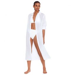 Polo Ralph Lauren Womens Linen Blend Beachwear Maxi Cover Up Boyfriend Cover Up Shirt