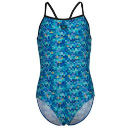 Arena Girls Pooltiles Printed Lightdrop Back One Piece Swimsuit (Little Kid, Big Kid)