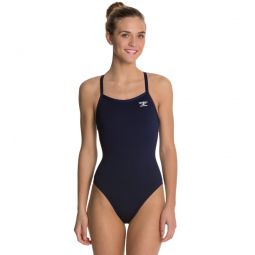 The Finals Womens Solid Butterfly Back One Piece Swimsuit