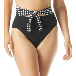 Coco Reef Womens Riviera Dot Curve Tie High Waist Bikini Bottom