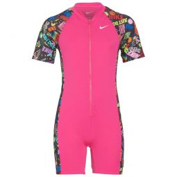 Nike Girls Have A Nike Day Short Sleeve Zip One Piece Swimsuit (Big Kid)