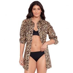 Ralph Lauren Womens Leopard Oversized Camp Shirt