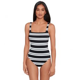 Ralph Lauren Womens Resort Stripe Square Neck One Piece Swimsuit