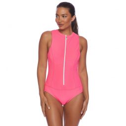 Next by Athena Womens In The Groove Zip One Piece Swimsuit