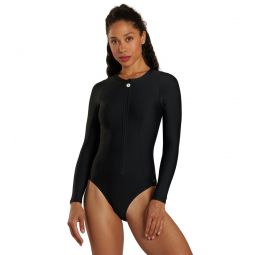 Next by Athena Womens Malibu Good Karma Zip Long Sleeve One Piece Swimsuit