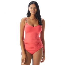 Coco Reef Womens Classic Solids Bespoke Shirred Side Bra Sized Tankini Top (C/D/DD Cup)